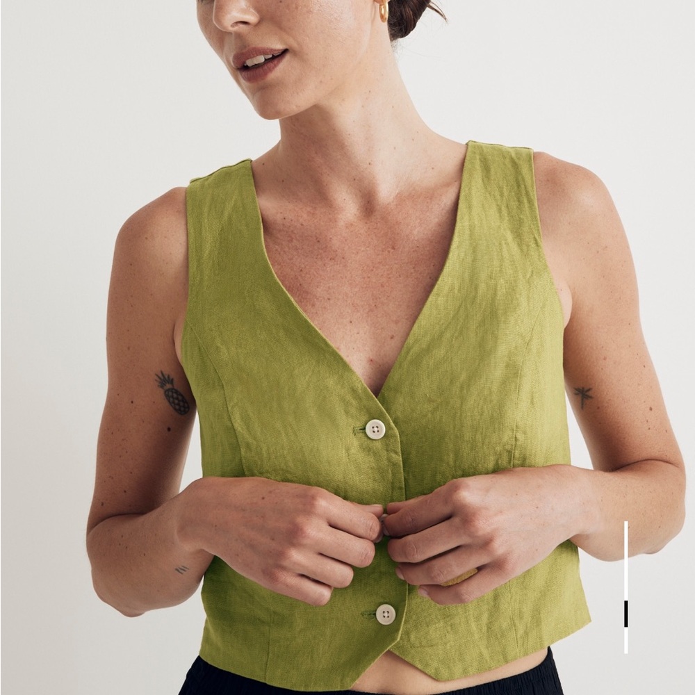 100% Linen Katrina Crop Vest Top